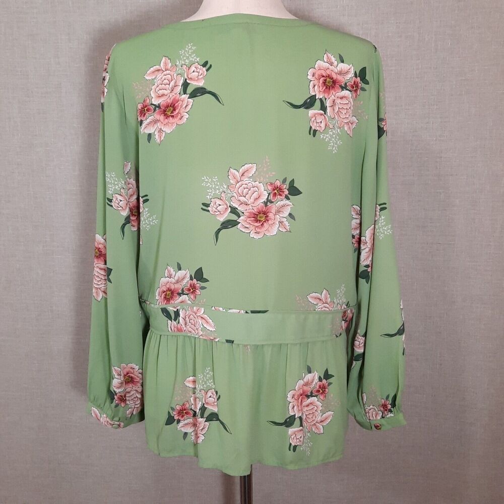 LOFT Babydoll Peasant Top Size Medium Empire CottageCore Boho Chic Floral Green - Picture 3 of 15